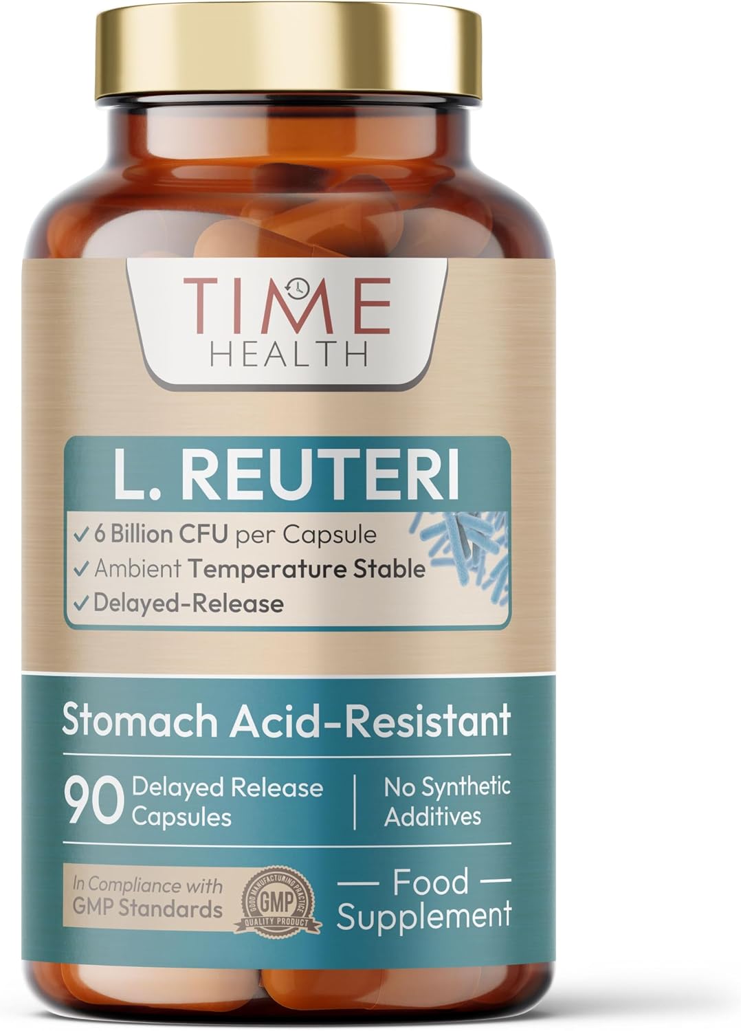 Lactobacillus Reuteri – 6 Billion CFU – 90 Capsules – Shelf Stable L Reuteri – GMP – UK Made Supplement