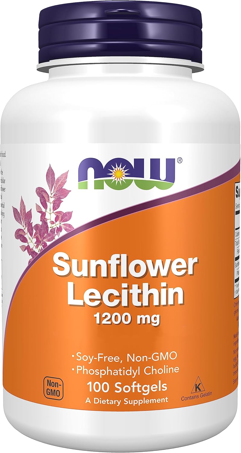 Now Foods, Sunflower Lecithin, 1.200mg, High Dose, 100 Softgels, Lab-Tested, Soy Free, Gluten Free, Non-GMO