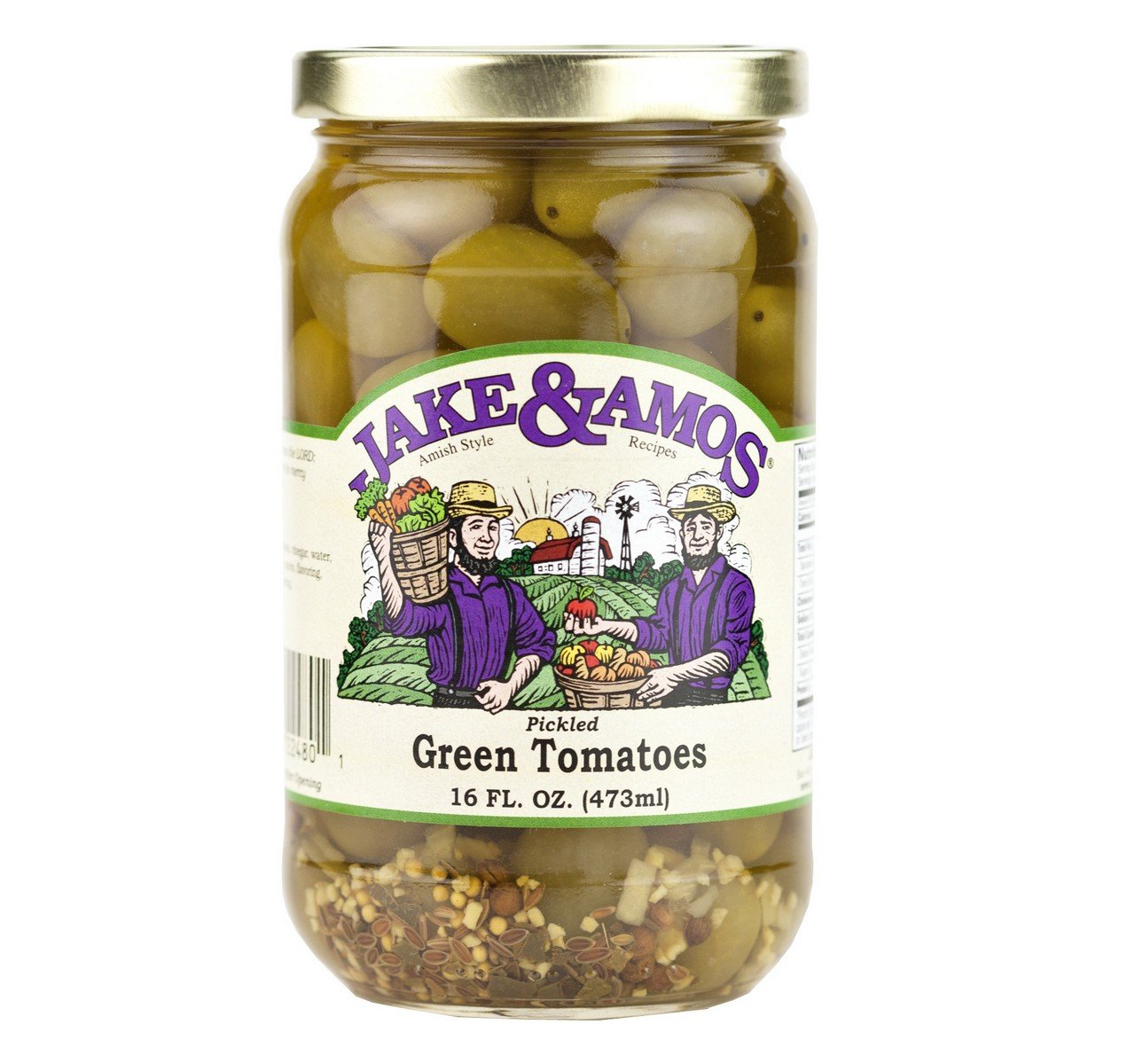Jake & Amos Pickled Green Tomatoes, 16 Oz. Jar