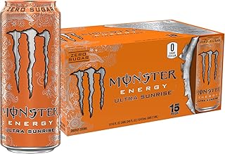 Monster Energy Ultra Sunrise, Sugar Free Energy Drink, 16 Fl Oz (Pack of 15)