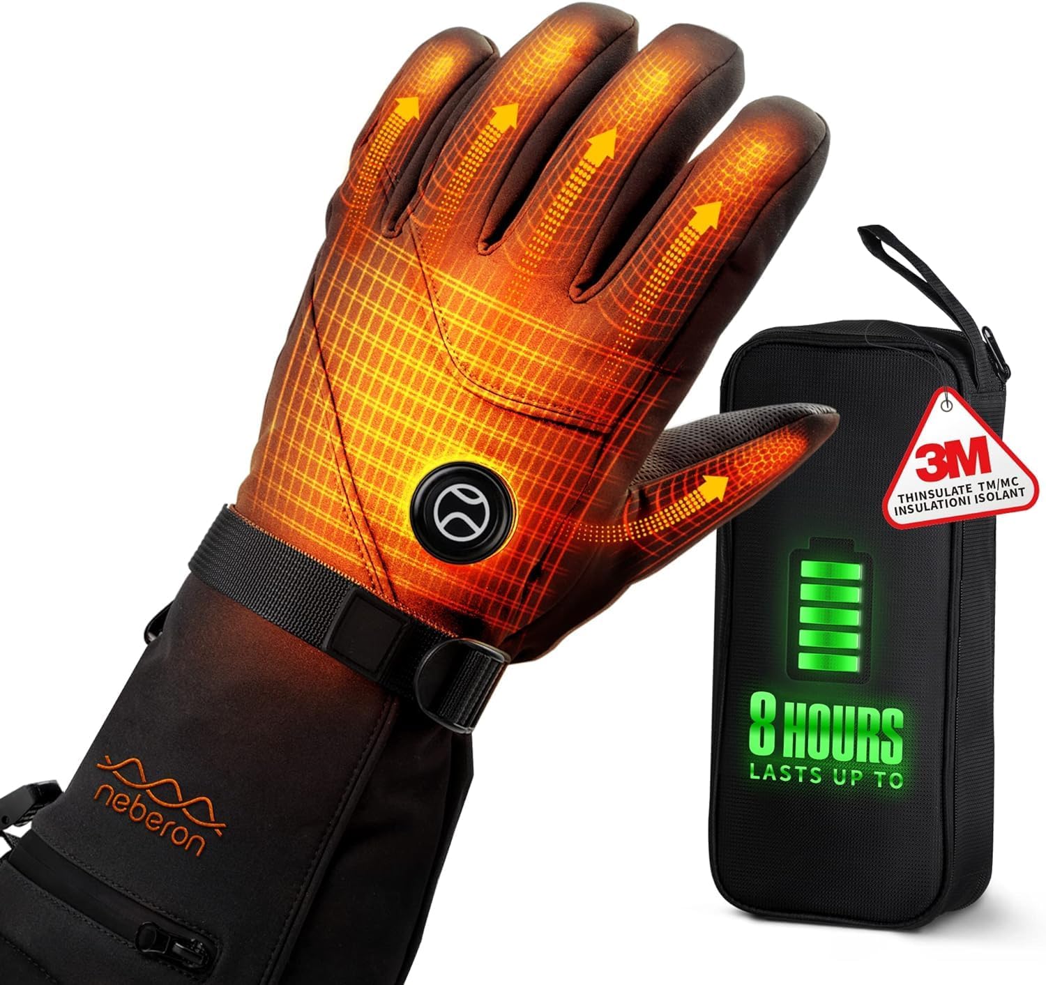Heated Gloves for Men Women, Rechargeable Battery Electric Heating Gloves, 8H Lasting Warmth Winter Gloves with Palm2Tip Technology, Perfect for Skiing Snowboarding Motorcycle Cycling…