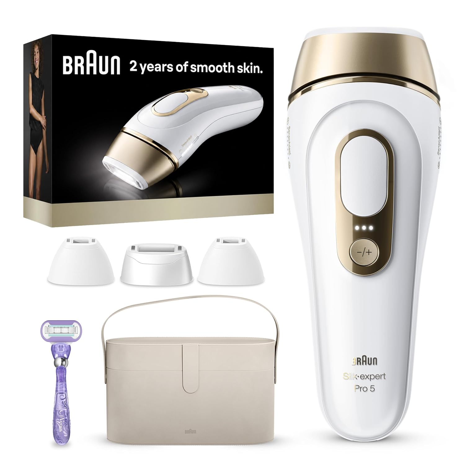 Braun IPL, Silk·Expert Pro 5, IPL Hair Removal for Women and Men, Permanent Laser Hair Reduction At-Home, 4 Heads, IPL5347
