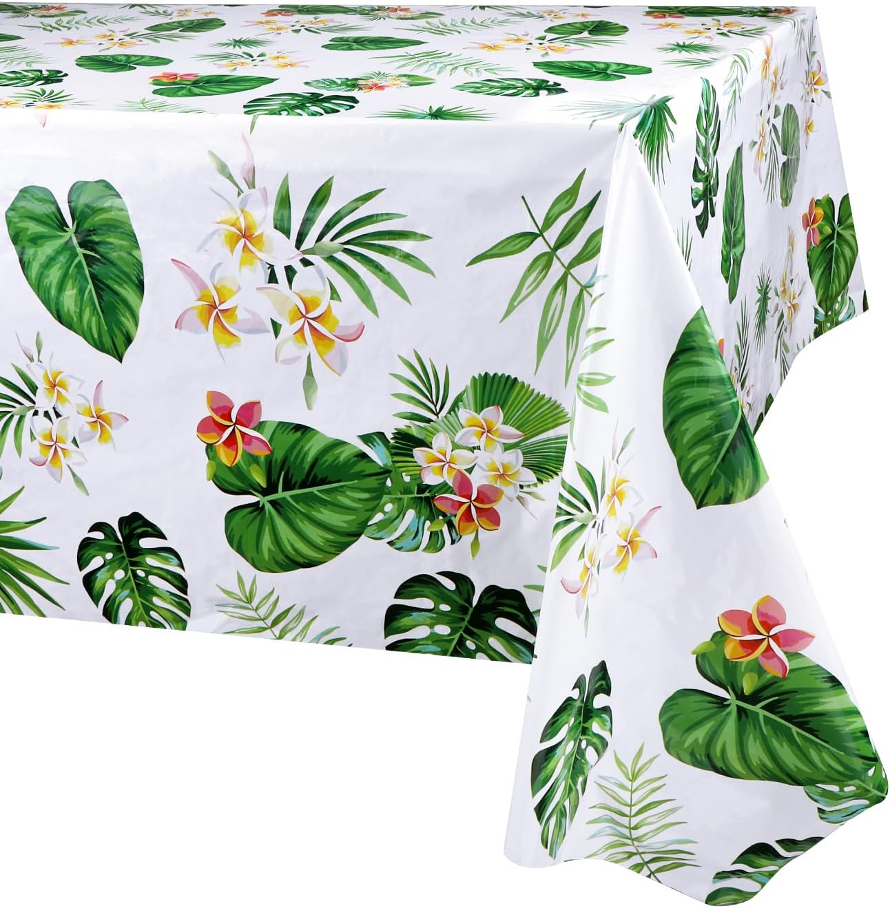 3 Pack Hawaiian Luau Tablecloths for Party Decoration, Hawaii Disposable Plastic Rectangular Table Covers, Aloha Tropical Palm Leaves Table Cloth, Summer Beach Kids Birthday Cocktail Party Supplies