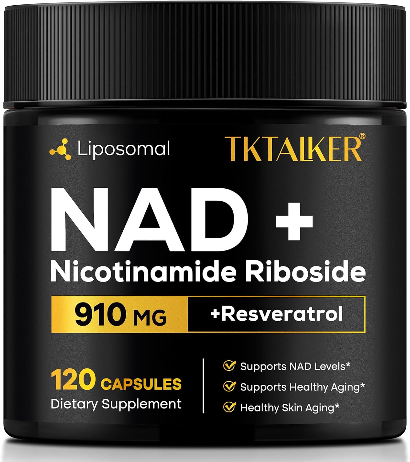 NAD Supplement, NAD Resveratrol Supplement + Nicotinamide Riboside, NMN Alternative Liposomal NAD+ for Women & Men, Support Cellular Health, Stamina & Healthy Aging - 120 Capsules