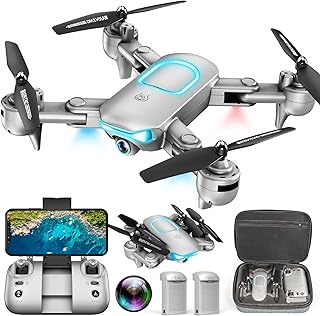 Drone with Camera - Foldable Drone for Kids Adults with 1080P FPV Camera, Upgrade Altitude Hold, Gestures Selfie, Waypoint Fly, Headless Mode, 3D Flip, One Key Start, 3 Speed Mode, Circle Fly, 2 Batteries