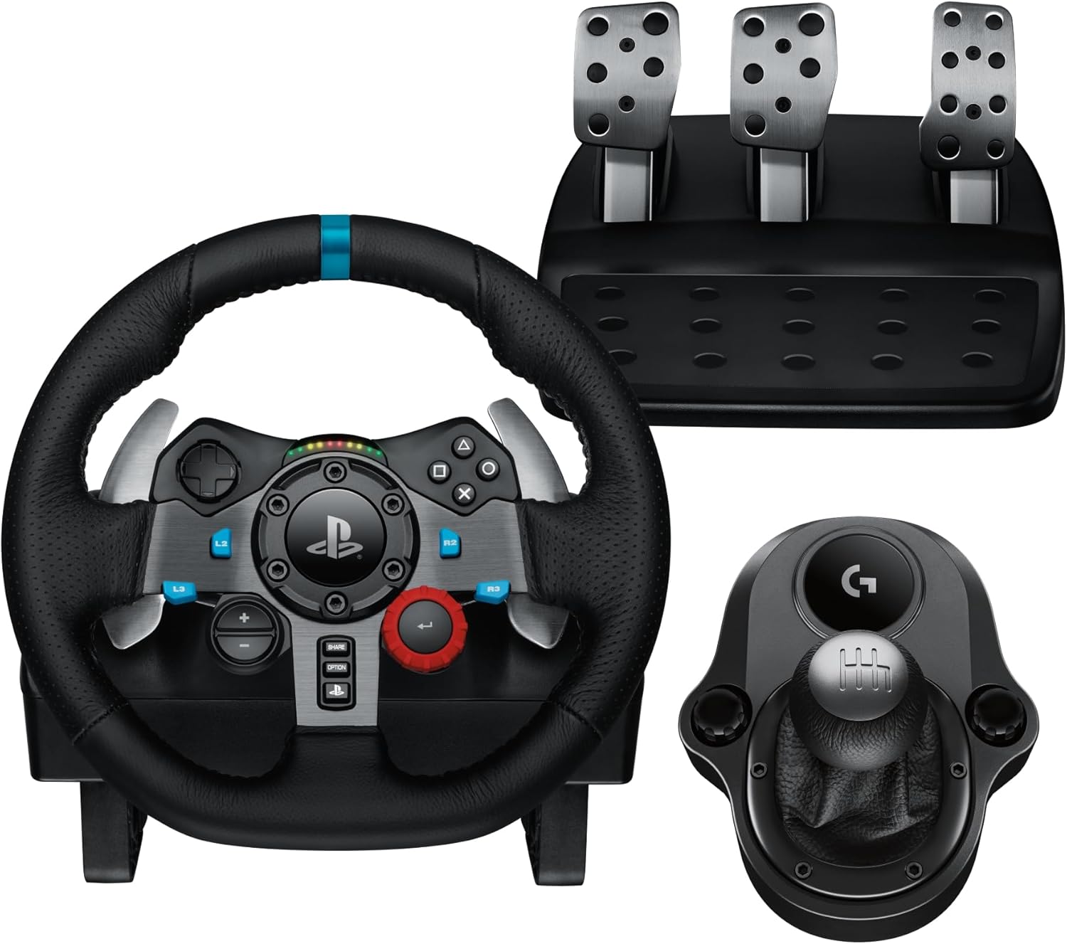 Logitech G29 Driving Force Racing Wheel & Pedals Plus Gear Shifter Bundle (PS4 / PS3 & PC) UK-Plug