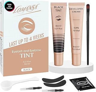 Lash Color Kit, Lomansa Black Color Kit for Eyelash and Brow, Eyelash & Eyebrow Color Set, Lasts Up to 4 Weeks, Easy to Use at Home Salon