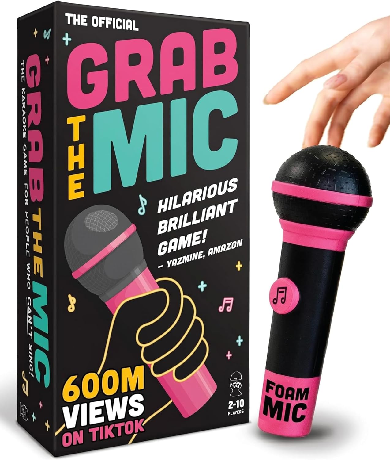 Grab The Mic - Award Winning Karaoke Party Game for Bad Singers w Foam Mic