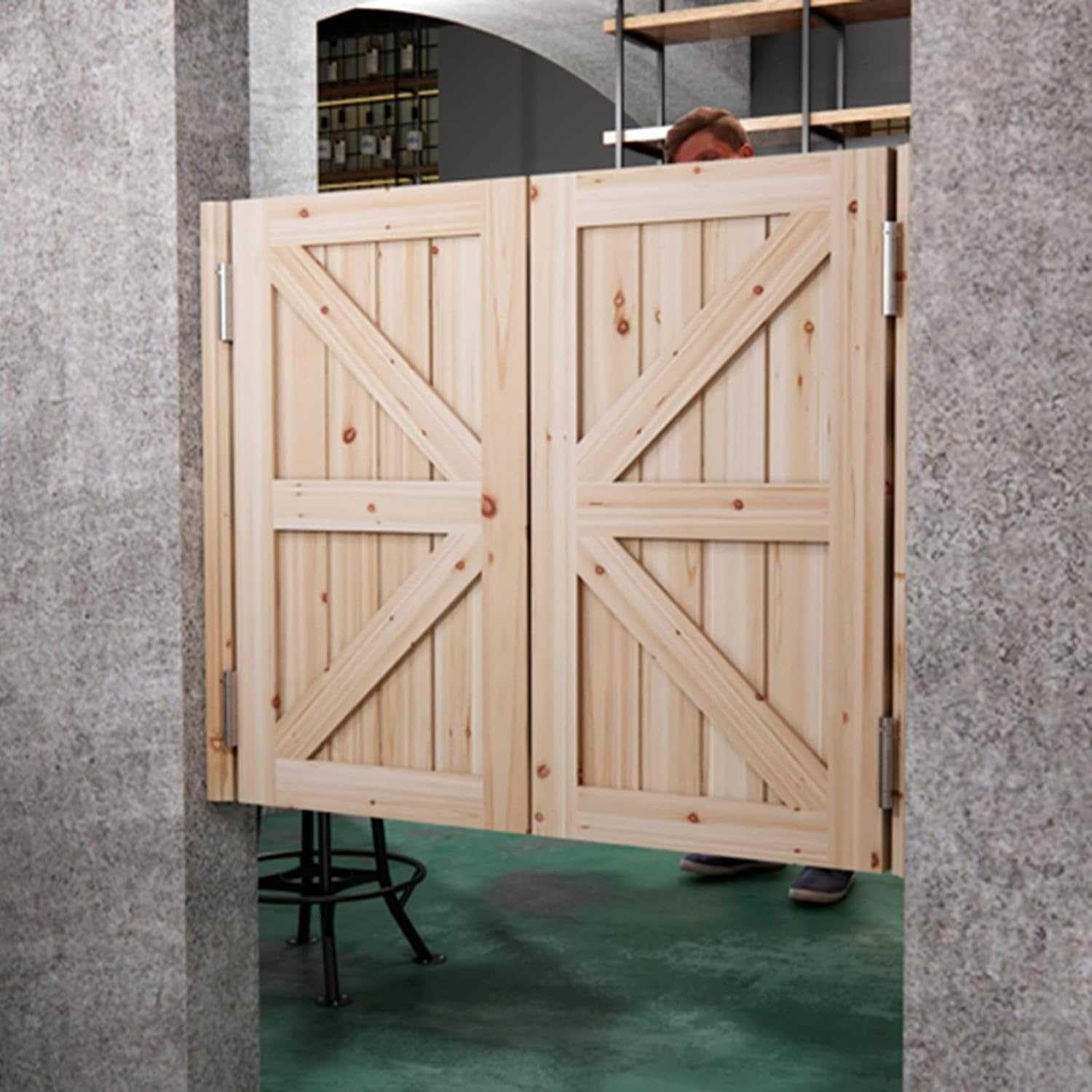 Wooden Saloon Swing Doors for Kitchen Bathroom Hallway Bar & Cafe - Rustic Western Style Indoor Swinging Entrance Door for Home & Commercial Use