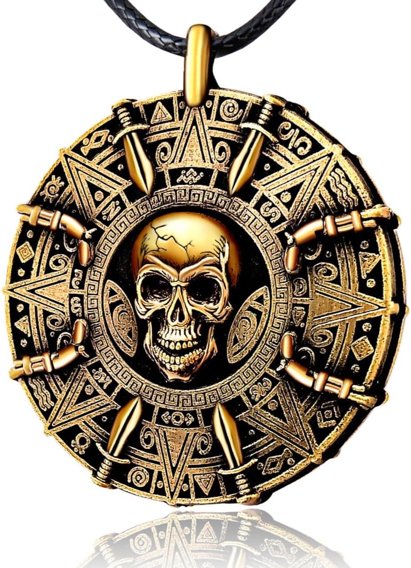 Pirate Necklace for Men Women - Antique Brass Pirate Accessories , Halloween Cosplay Pirate Costume Women Men , Pirate Medallion Necklace , The Only Authentic Double-Sided Pirate Jewelry Coin Replica Pendant