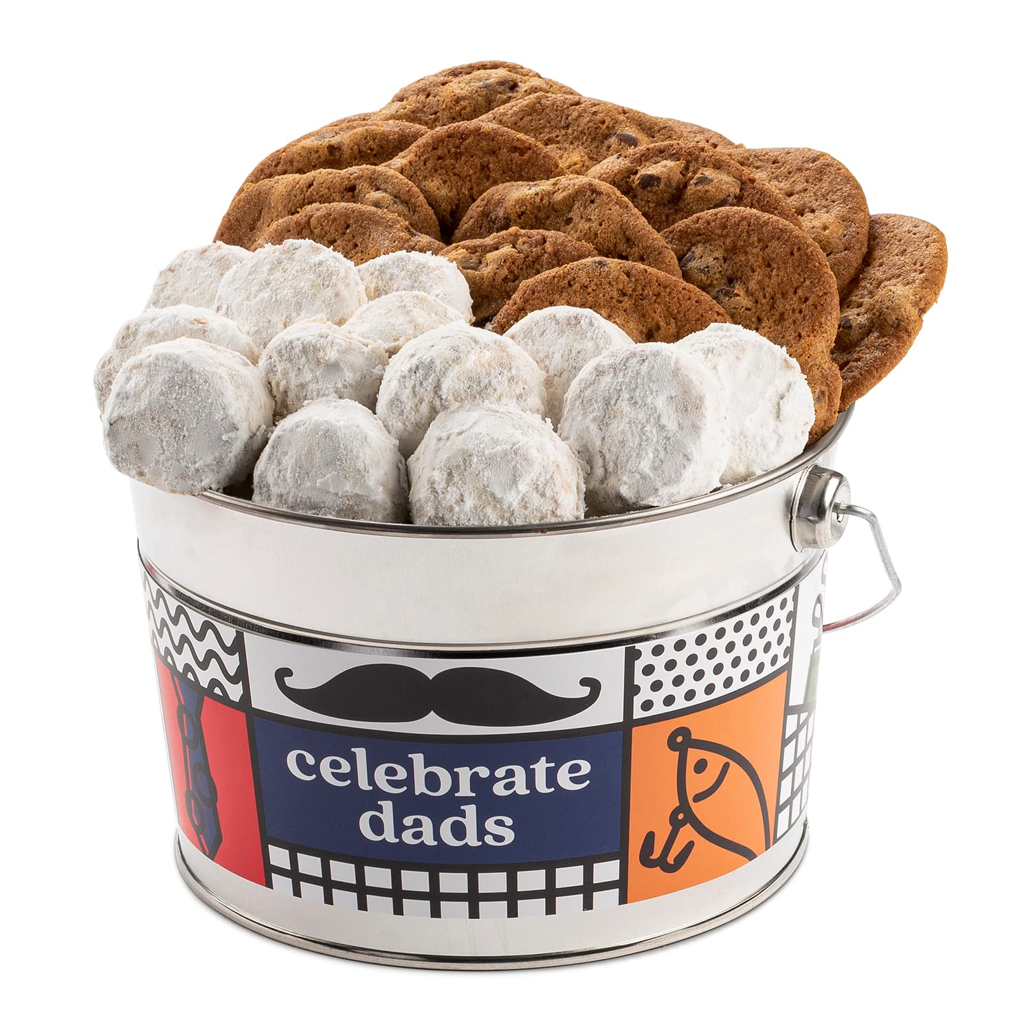 David’s Cookies Father's Day Assorted Cookies Bucket with Thin Crispy Cookies and Butter Pecan Meltaways Gourmet Treats – Delicious Traditional Recipes - Ideal Gift For Dads 1.3 Lbs