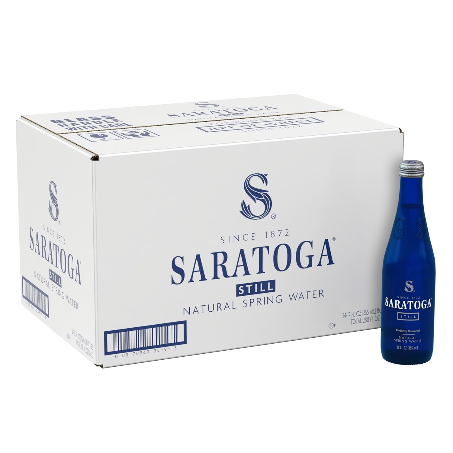 Saratoga Natural Spring Water - 12 oz. (Non-Carbonated, Pack of 24)