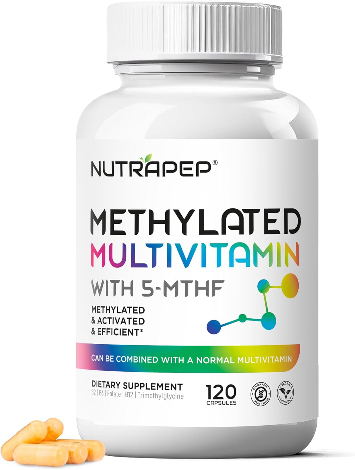 Methylated Multivitamin for Men Women - 5-MTHF Riboflavin Vitamin B2 B6 B12 B Complex Trimethylglycine Methyl Folate L Methylfolate Capsules Supplement