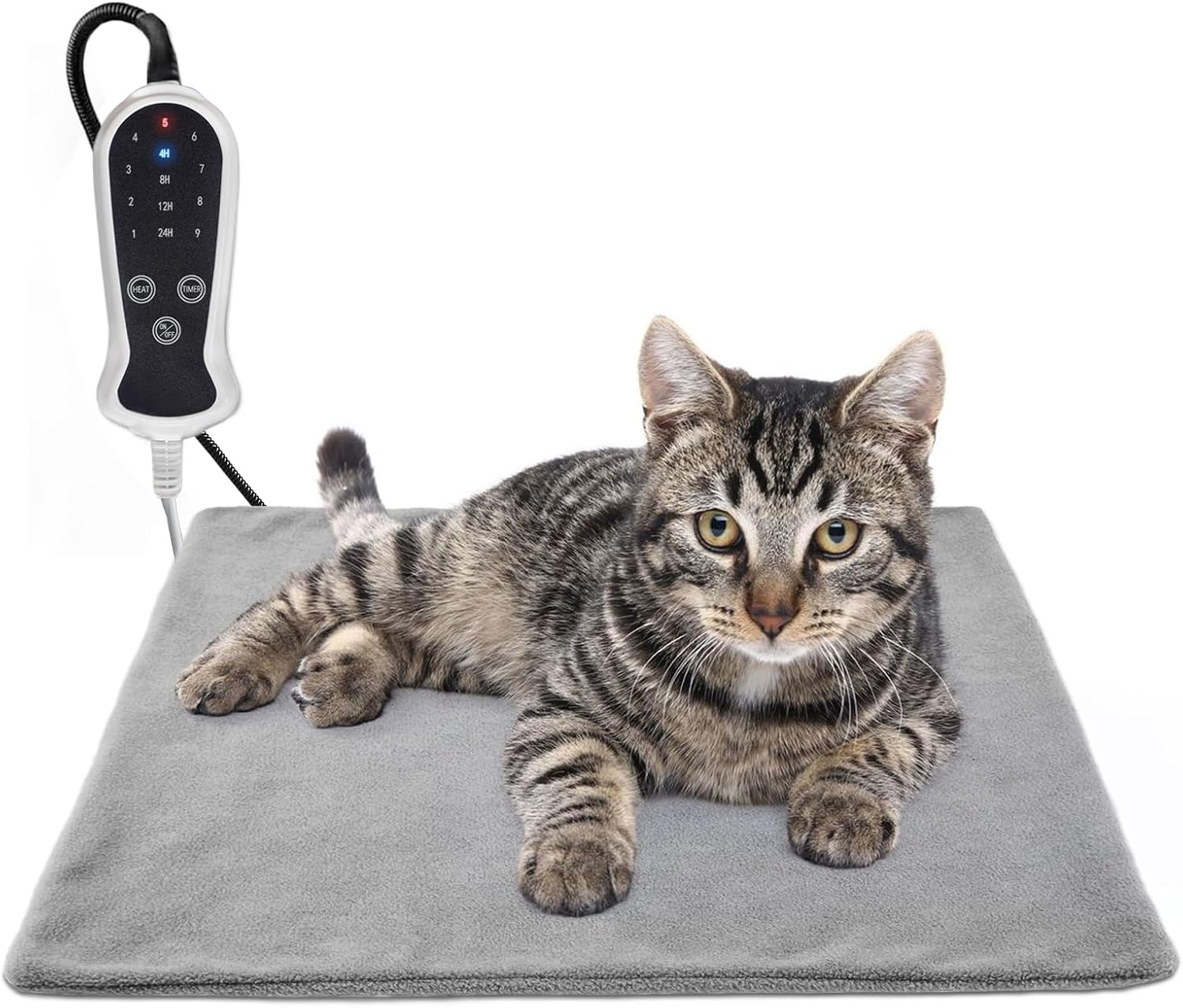 Heated Cat Bed 45 * 55cm, Pet Heating Pad Heated Puppy Bed,Upgraded Adjustable Controller,Waterproof Heating Pad for Dogs with Chew Resistant Steel Cord