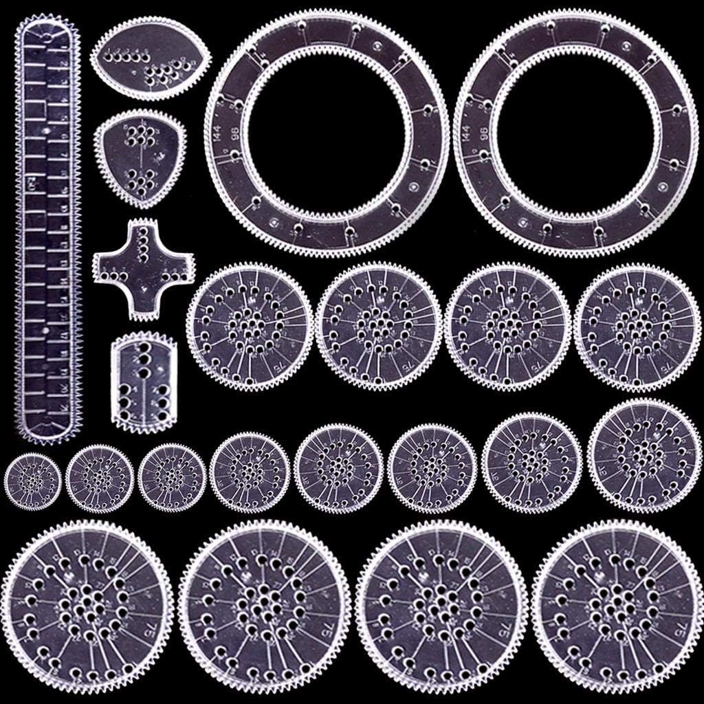 Uoeo 22 Pack Creative Spirograph Drawing Set, Spirograph Deluxe Kit Ideal Creativity Art Promoting Development Set for Kids
