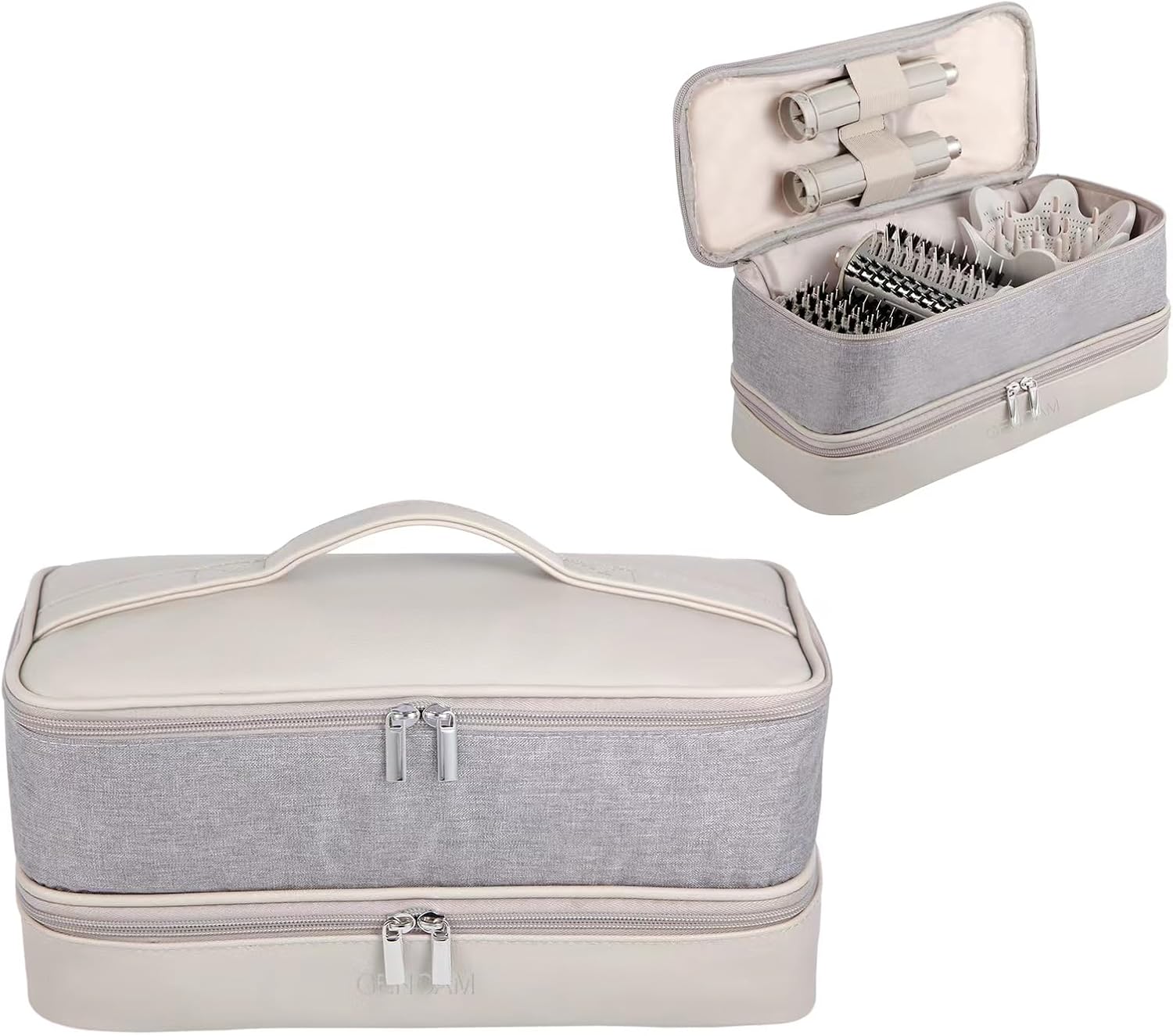 GENCAM Double-Layer Carrying Case for Shark FlexStyle & SpeedStyle, Portable Storage Organizer for Shark FlexStyle FlexFusion/Dyson Airwrap Styler & Attachments, Light Gray