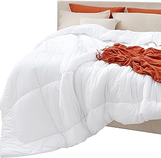 Bedsure Comforters Queen Size -Duvet Insert White Down Alternative Comforter Quilted All Season Duvet with Tabs-Machine Washable-Gifts for Women(White,Queen 88x88)