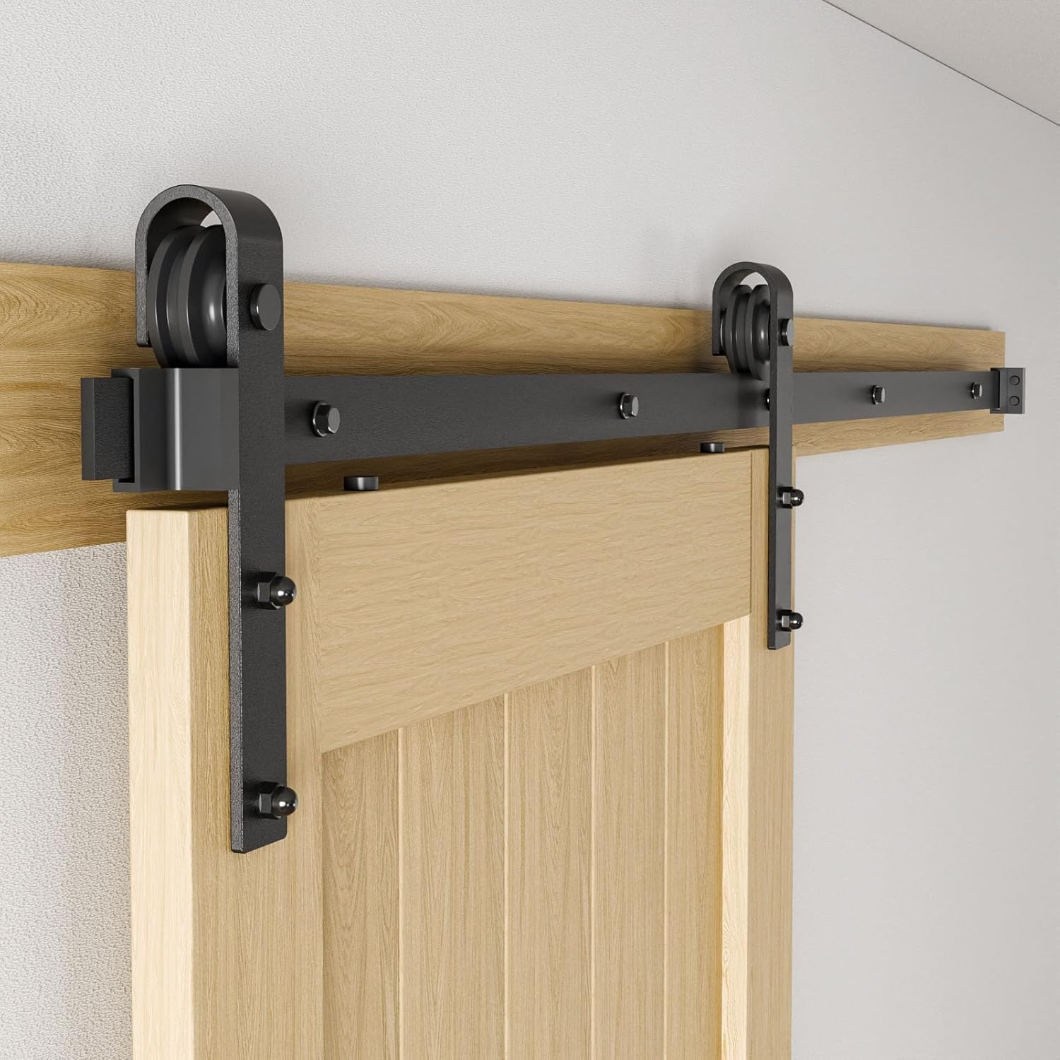 6FT Sliding Barn Door Hardware Kit for Single Door-Sturdy&Smoothly&Quietly-Heavy Duty-Easy to Install, Fit 36"-40" Wide Door(J Shape Hanger)