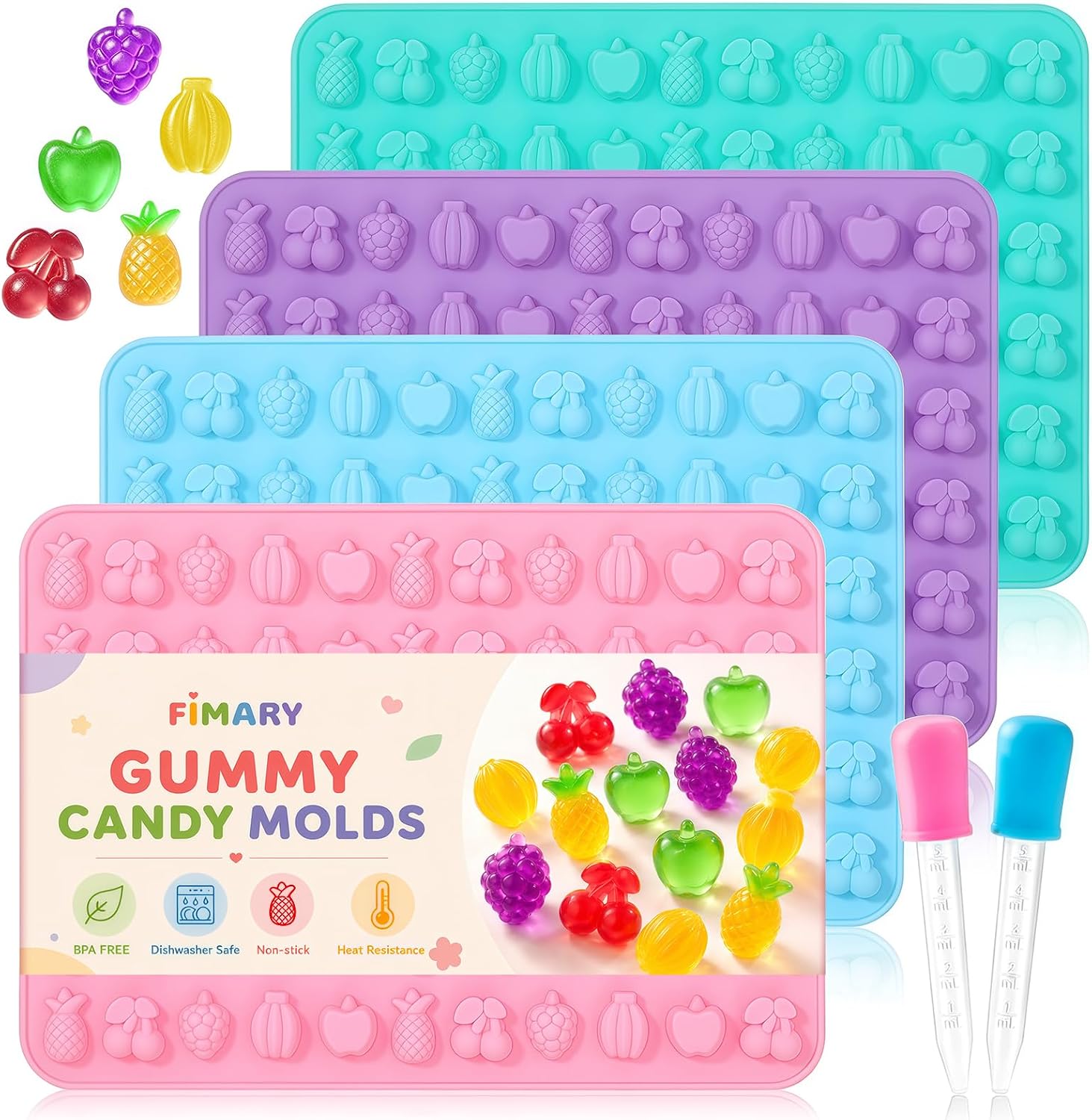 Fruit Snack Molds, 4pcs Gummy Molds Silicone Chocolate Candy Molds