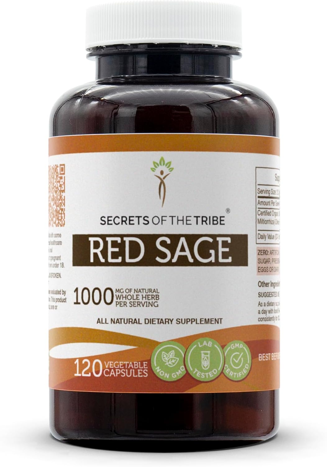 Secrets of the Tribe Red Sage 120 Capsules, 1000 mg, Red Sage (Dan Shen, Salvia Miltiorrhiza) Dried Root (120 Capsules)