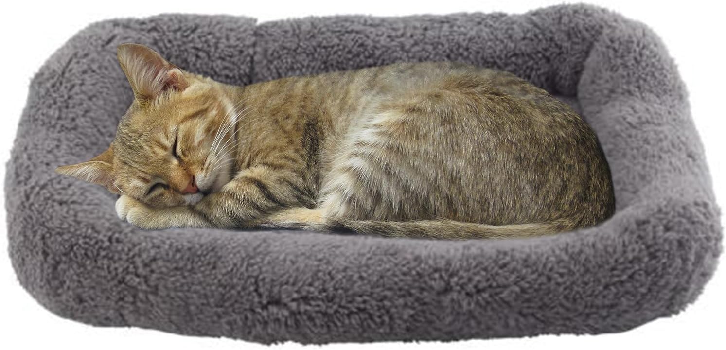 Namsan Cat Bed, Dog Bed, Soft Cat Cushion, Plush Heat Mat for Small Dogs/Cats/Rabbits, 42 cm x 28 cm, Grey