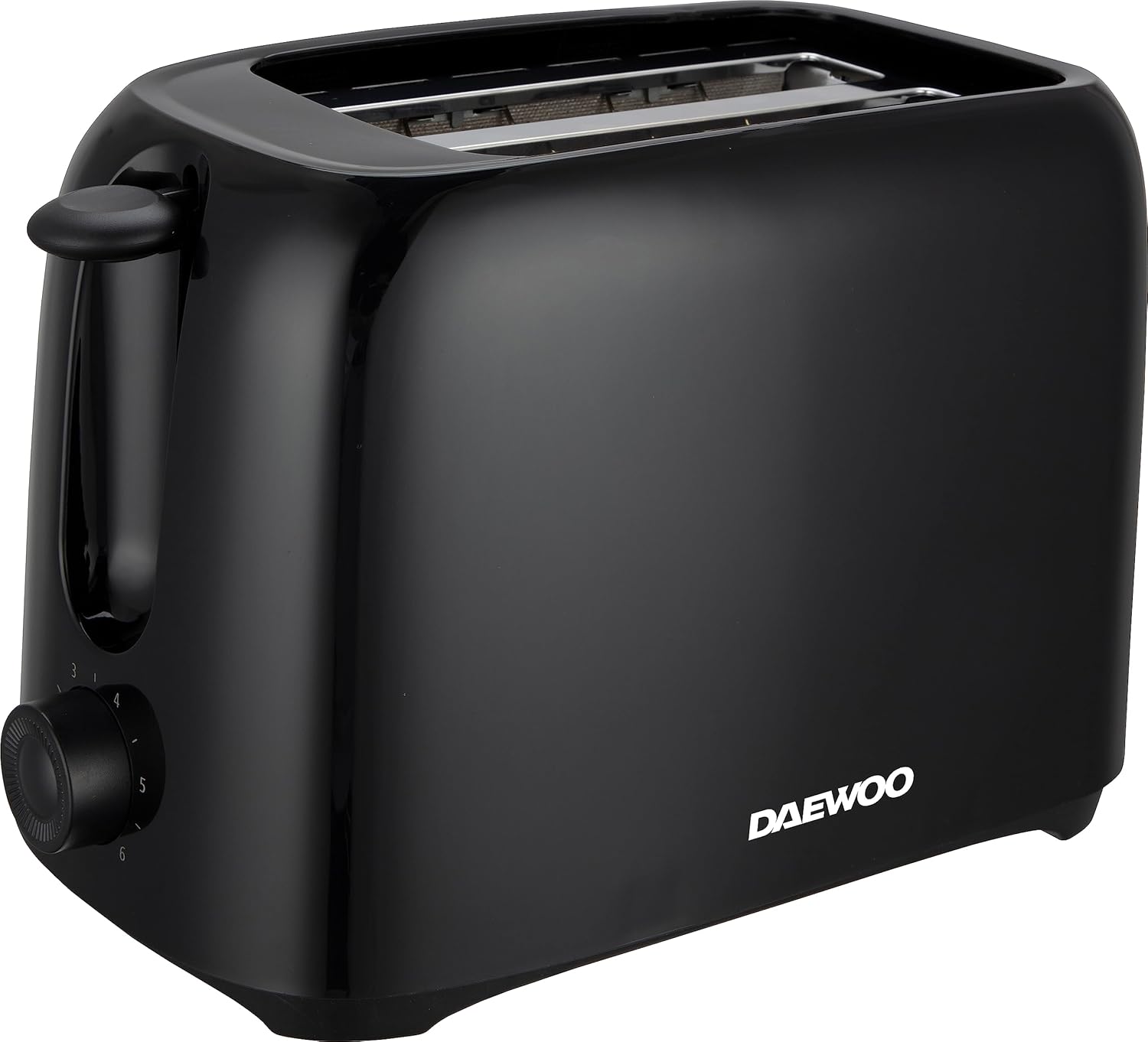 Daewoo Essentials 2 Slice Toaster – Compact Black Toaster with Adjustable Browning Control & Slide-Out Crumb Tray, Easy to Clean, 700W Electric Breakfast Appliance