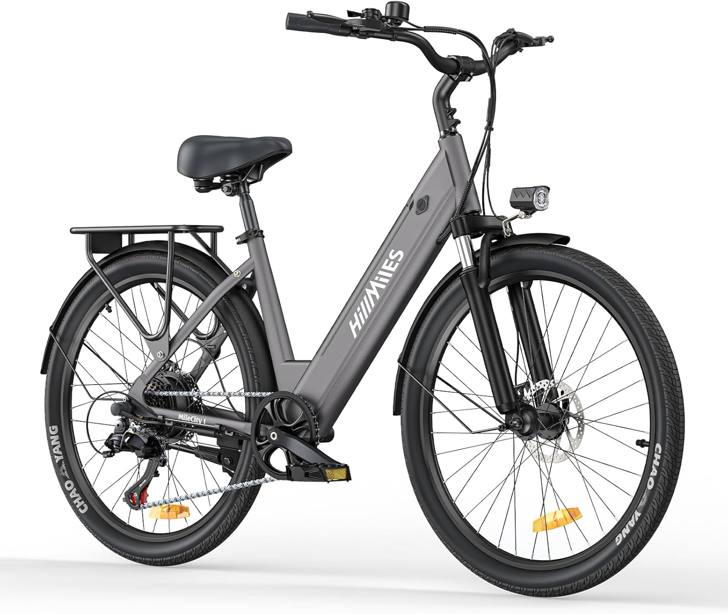 HillMiles MileCity1 26" Electric Bike for Adults, 7 Speed ​​Electric Bicycle with 36V 13Ah Removable Battery, 25km/h & 80-100km Range E Bike for Urban Commuters with Rear Rack, IP65 Waterproof