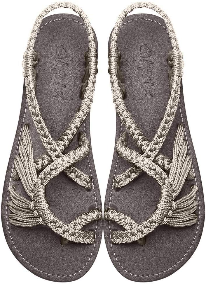 Women's Hand-woven Flat sandals, Lightweight Perfect for the Beach Walking Casual Womens Shoes