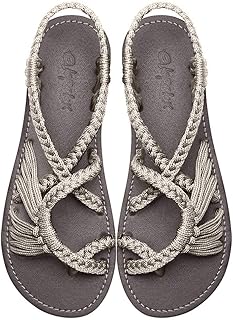 Women's Hand-woven Flat sandals, Lightweight Perfect for the Beach Walking Casual Womens Shoes