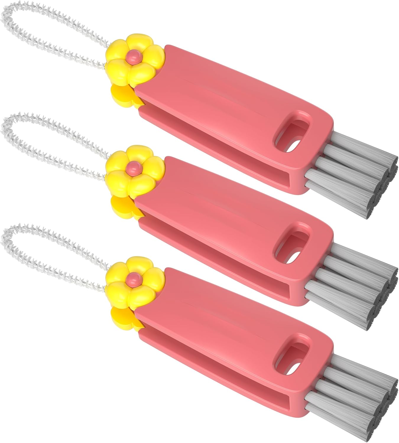 3 in 1 Cup Lid Gap Cleaning Brush Set, Multifunctional Bottle Cleaning Brush, Cup Lid Gap Cleaner, Home Kitchen Crevice Cleaning Brush Tools (3Pcs, Red)