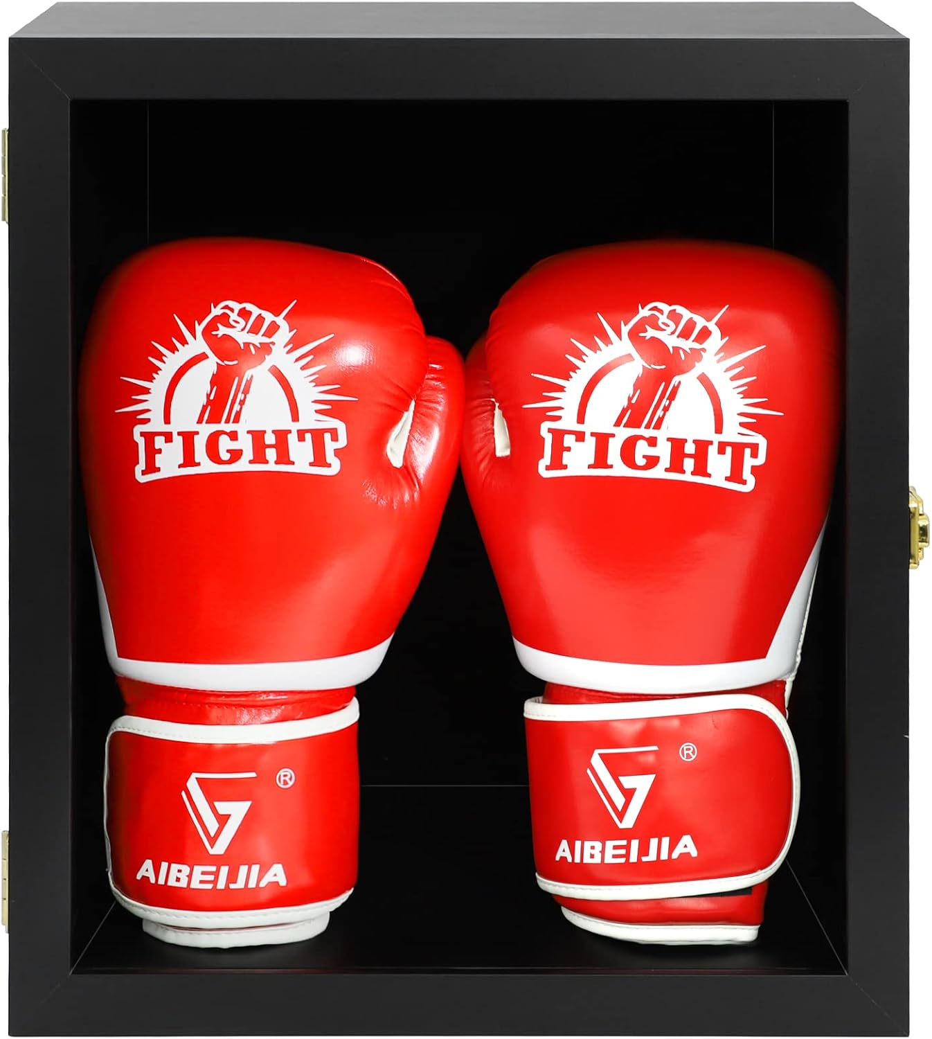 Boxing Glove Display Case Wall Mount Lockable Full Size pro UV Protected Clear Acrylic Holder Box for Baseball Boxing Signed Glove (Black - Single Glove)