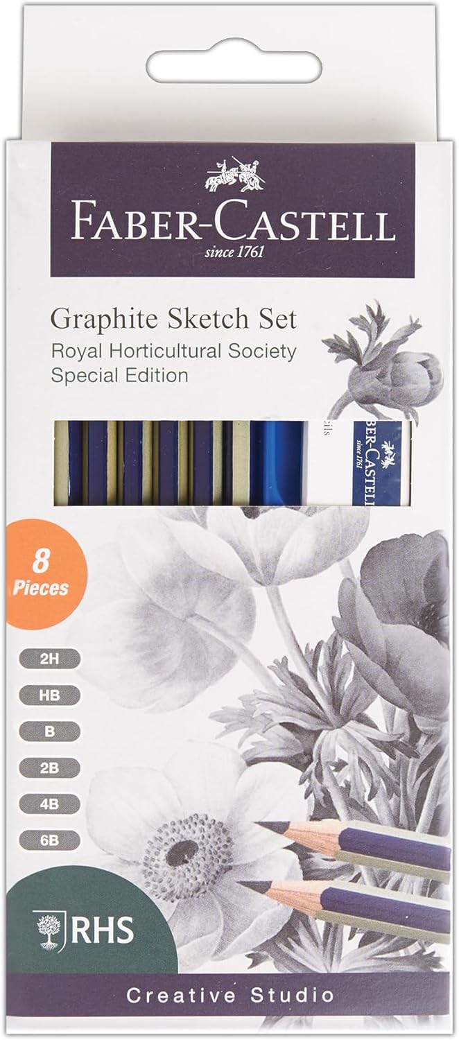 Faber-Castell Creative Studio Graphite Sketch Set, RHS Special Edition, For Art, Craft, Drawing, Sketching, Hatching, Home, School, University, Colouring