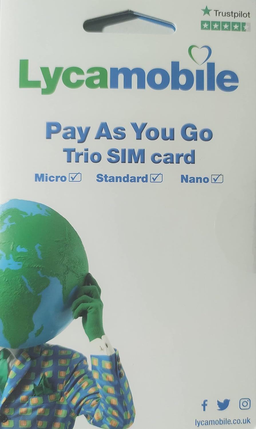 2 X OFFICIAL LYCAMOBILE CHEAP International PAYG LYCA Sim Card - Calls From 1P Sandbros