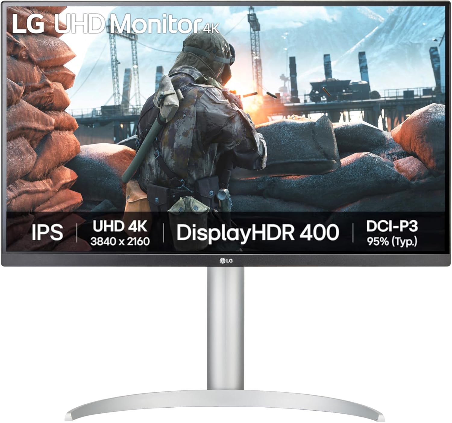 LG UHD Monitor 27UP650K – 4K IPS 27 inch, 60Hz, 5ms, DCI-P3 95%, DisplayHDR 400, High Resolution Content Creation Display, Built-in Speakers, HDMI, DisplayPort, White