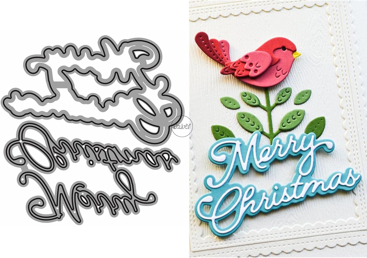 DzIxY Shadow Words Merry Christmas Metal Cutting Dies for Card Making Kit Embossing Paper Die Cuts Set Scrapbook Stencils Supplies Machine Templates