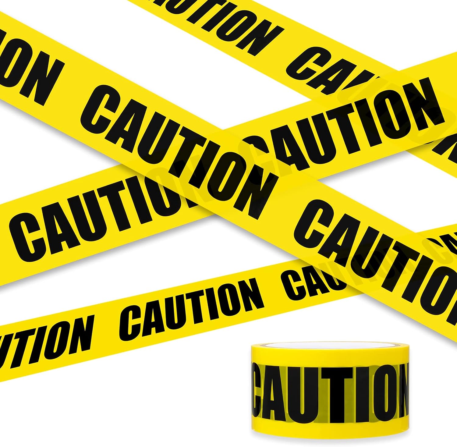 CAUTION Tape, Yellow Warning Tape Self-adhesive Barricade Safety Tapes with Bold Black Font Text, Maximum Readability for Halloween Decorations Workplace Danger Areas - 25 M x 4.8 CM