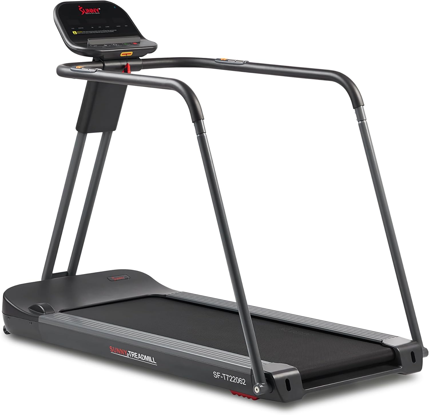 Sunny Health & Fitness Endurance Cardio Running Walking Treadmill with Extended Safety Handrails, Wide Deck, Shock Absorption, Digital Monitor, Optional Free SunnyFit® App Bluetooth Connection
