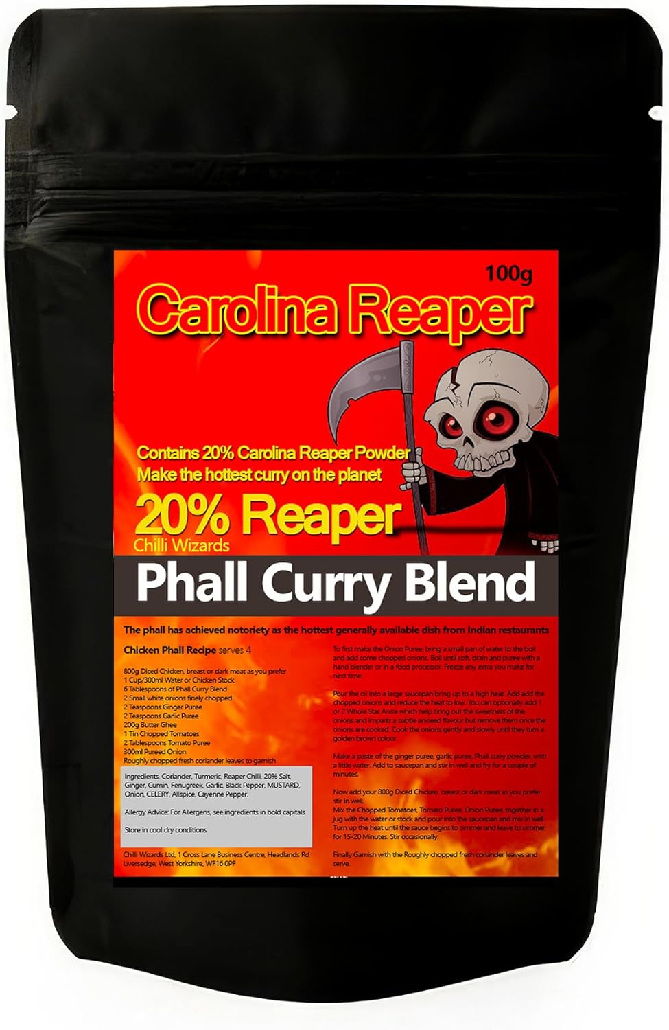 Carolina Phall Reaper Curry Powder Mix. Warning this is Hot. 100g - Recipe included