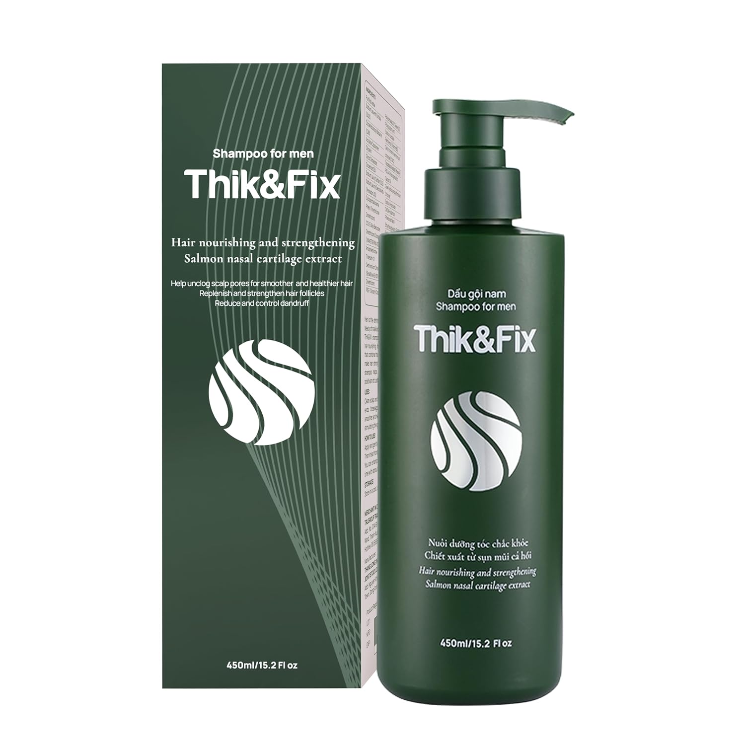 Thik&Fix Shampoo for Hair Loss & Hair Growth, Restores Hair Growth Cycle, Effective Hair Loss Shampoo Treatment for Men, Thickening Hair Growth Shampoo for Damaged Hair, Dandruff, Gray Hair (15.2oz)