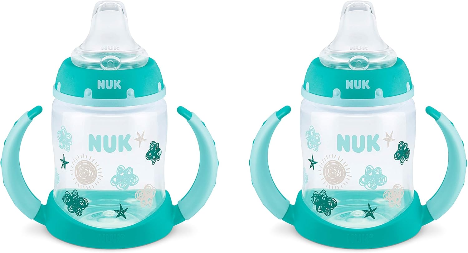 NUK Learner Cup, 5 Oz, 2-Pack, Clouds & Stars – BPA Free, Spill Proof Sippy Cup
