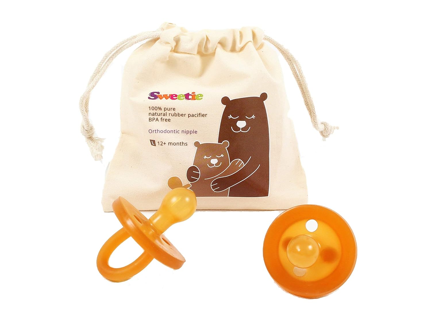 Sweetie Rubber Pacifier Natural Rubber Pacifier Rounded 1 Count Original Natural Rubber Pacifier (12-18 Large)