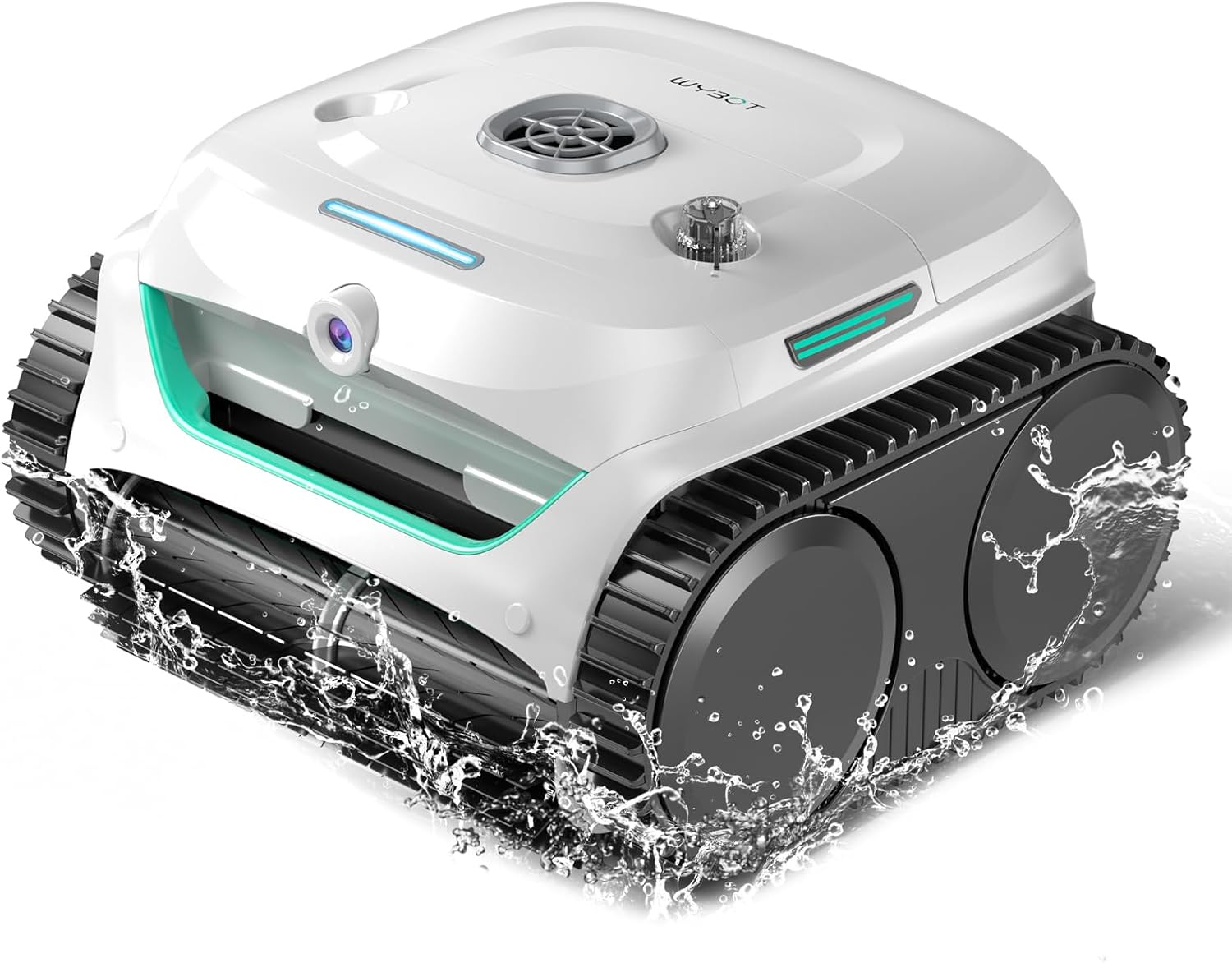 WYBOT C2 Vision-A Wireless Pool Robot Battery with AI Camera, 8 Modes, Strong Suction Power, Dual Filter, Waterline, Pool Robot Battery Wall and Floor, App White