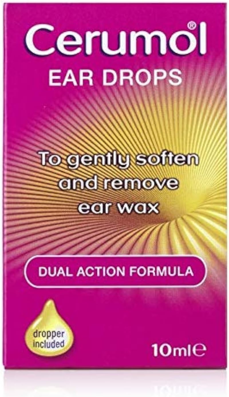 Cerumol Dual Action Ear Drops, 10ml, Gentle Formulation, Helps Relieve Symptoms of Ear Wax, Softens Earwax, Dropper Included