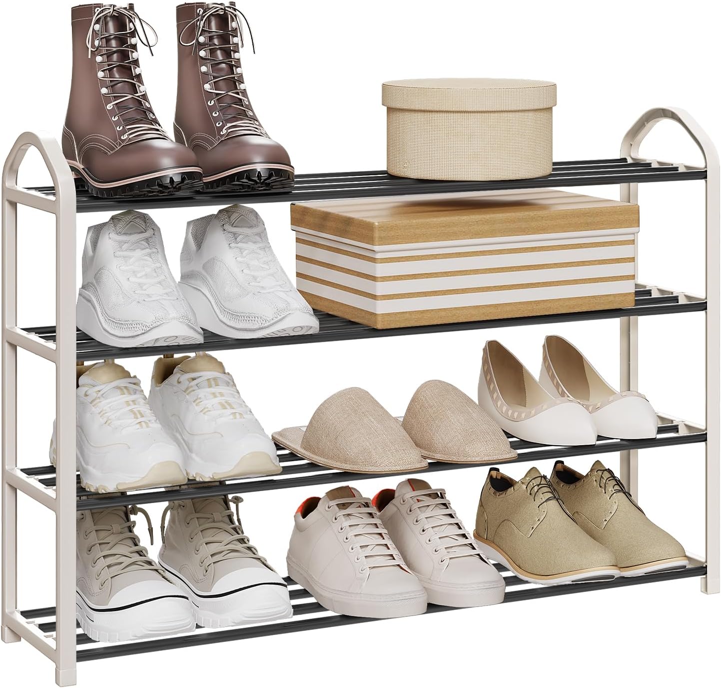 WOLTU Heavy Duty 4 Tiers Shoe Rack Stand Storage Organizer for 16 Pairs Shoes SR0024cm4-UK