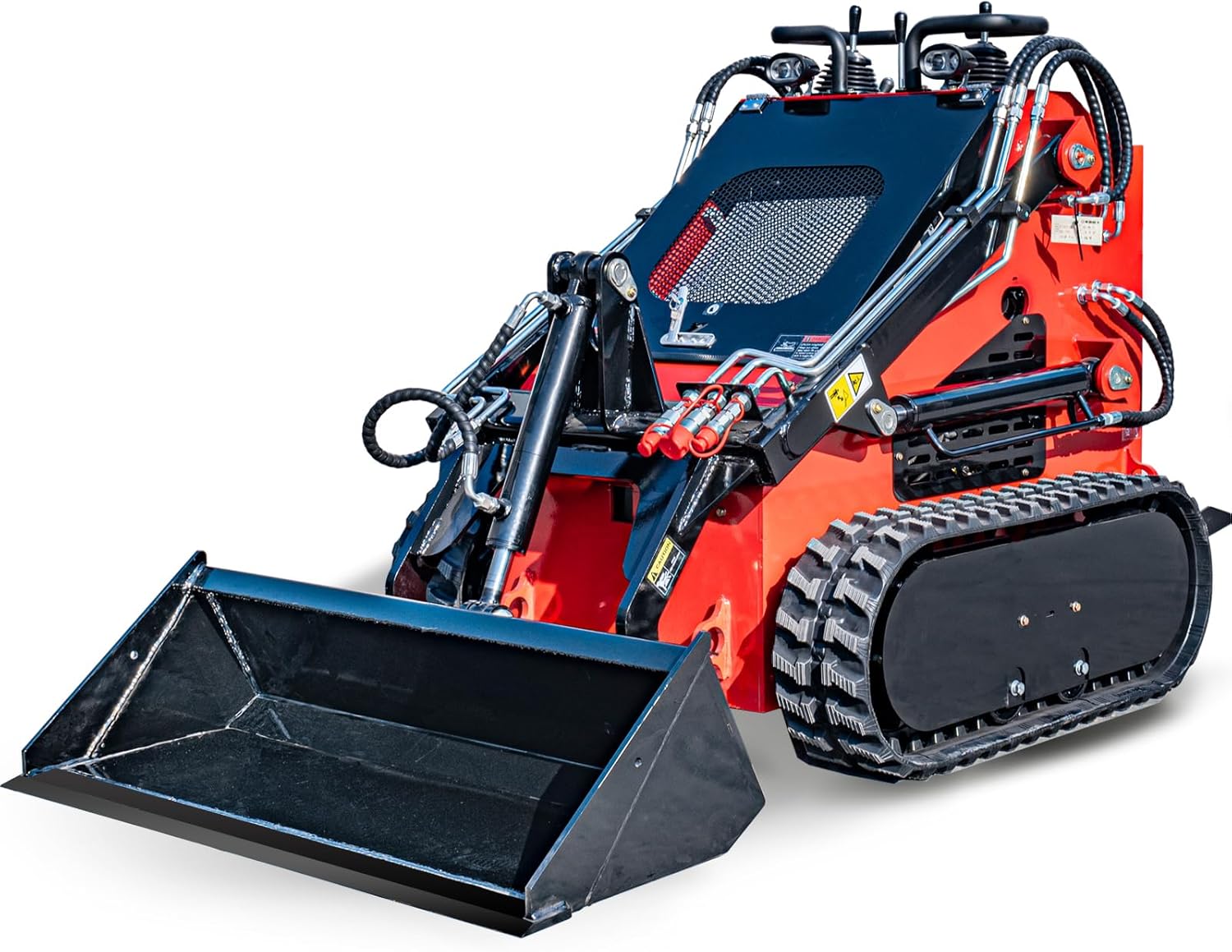 MMS Mini Skid Steer Loader 22HP EPA Engine, Stand-On Crawler Mini Skid Steer Loader with Front End Bucket for Digging, Bulldozing, Landscaping Compact Skid-steer Machine