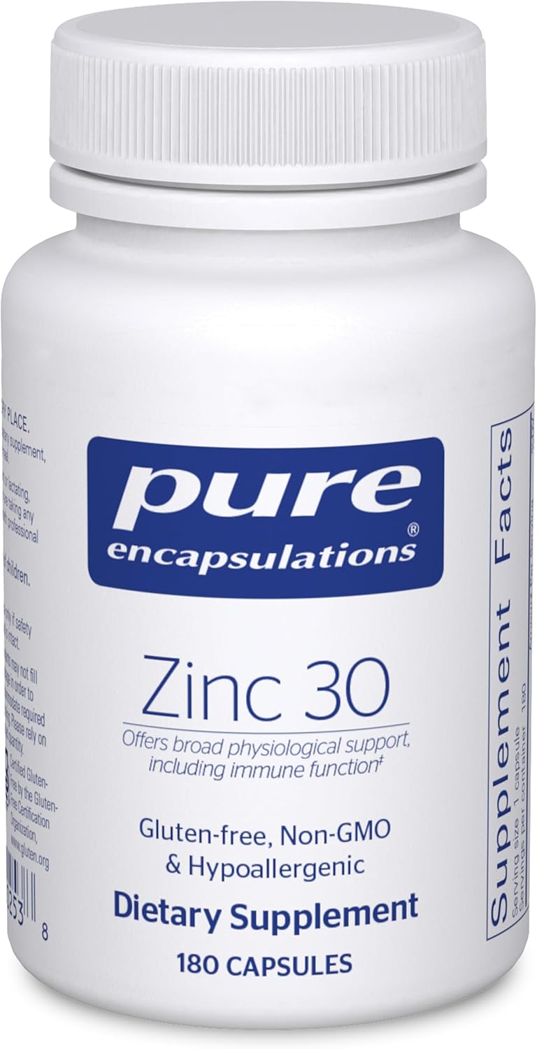 Pure Encapsulations Zinc 30 mg - Supplement for Immune System Support, Growth and Development, and Wound Healing* - with Zinc Picolinate 30 mg - 180 Capsules