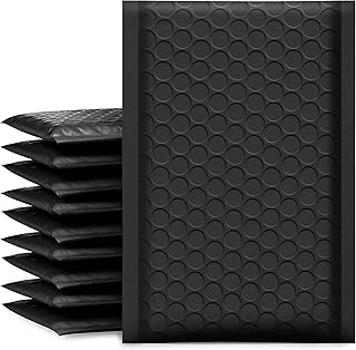 UCGOU Bubble Mailers 4x8 Inch Black 50 Pack Poly Padded Envelopes Small Business Mailing Packages Opaque Self Seal Adhesive Waterproof Boutique Shipping Bags for Jewelry Makeup Supplies #000