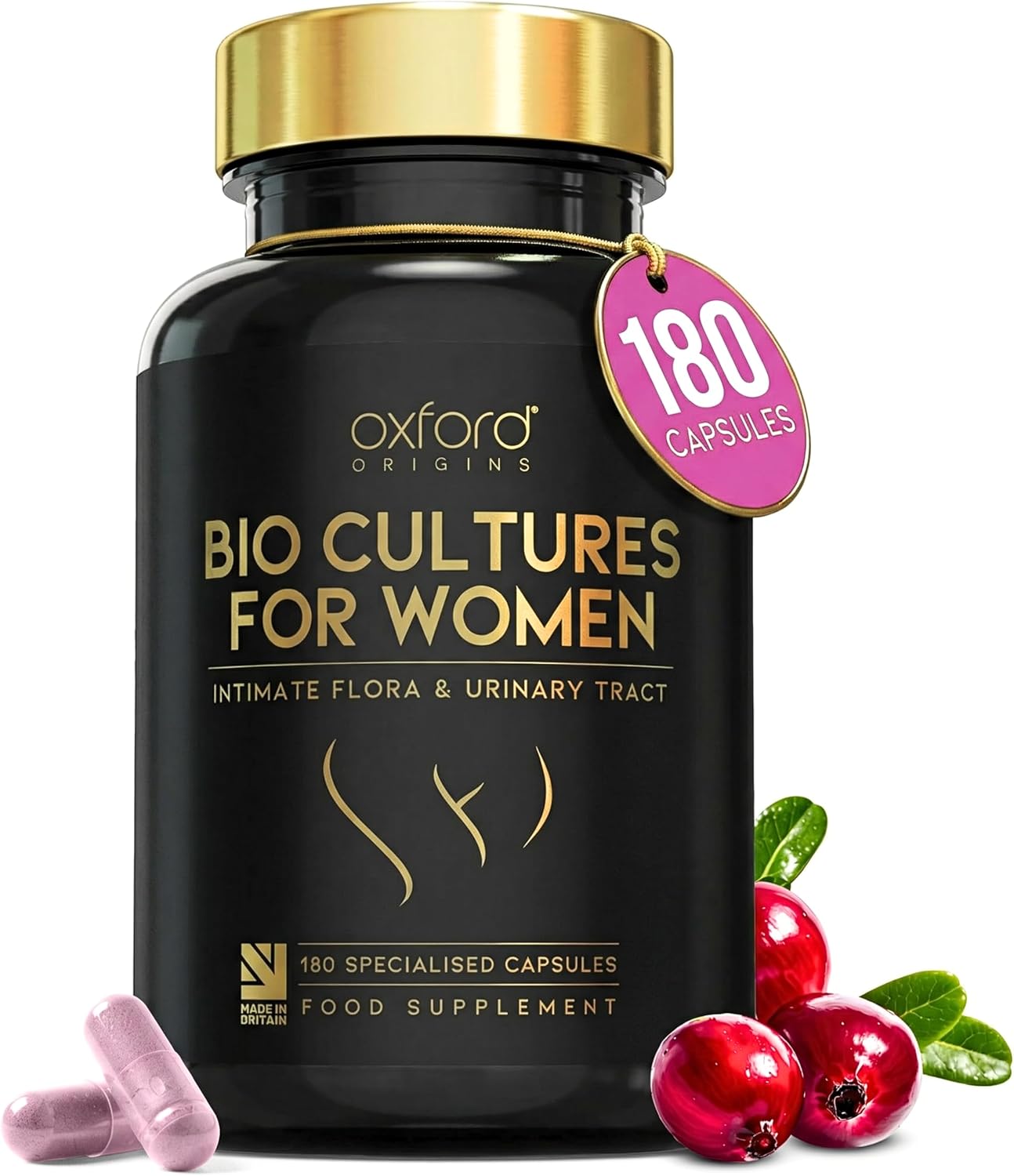 Advanced Bio Cultures for Women | Made in the UK | Scientifically Formulated Vaginal Flora | Cranberry Extract UTI Supplements for Intimate Flora Support | 100 Billion CFU/g | 180 Capsules