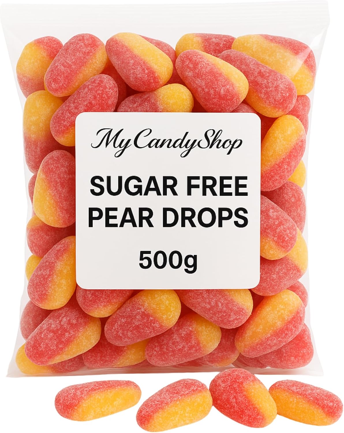 Pear Drops Sugar Free Sweets in Bulk Cheap 500g - Traditional Old Fashioned Hard Boiled Sweets Candy for Adults & Kids | Fruity Flavour & Guilt-Free Enjoyment