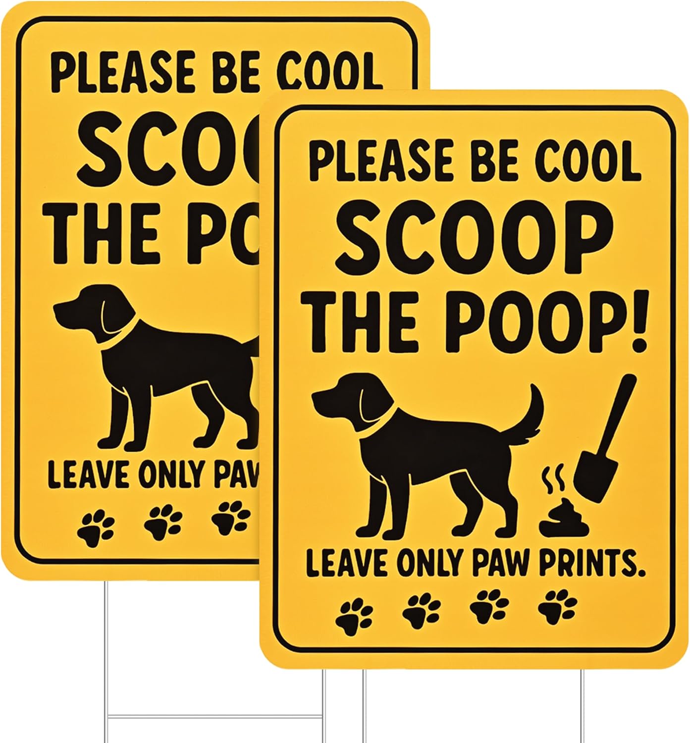 No Dog Poop Signs for Yard, 2 - Pack 15" x 11" Clean up after Your Dog Signs, Pick up after Your Dog Sign with Metal Stakes, Double-Sided and Waterproof No Pooping Dog Sign for Yard Lard